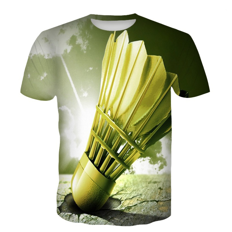 Badminton Aesthetic - เสื้อยืดแบดมินตัน ลายลูกขนไก่ พิมพ์ลาย 3 มิติ สตรีทแวร์