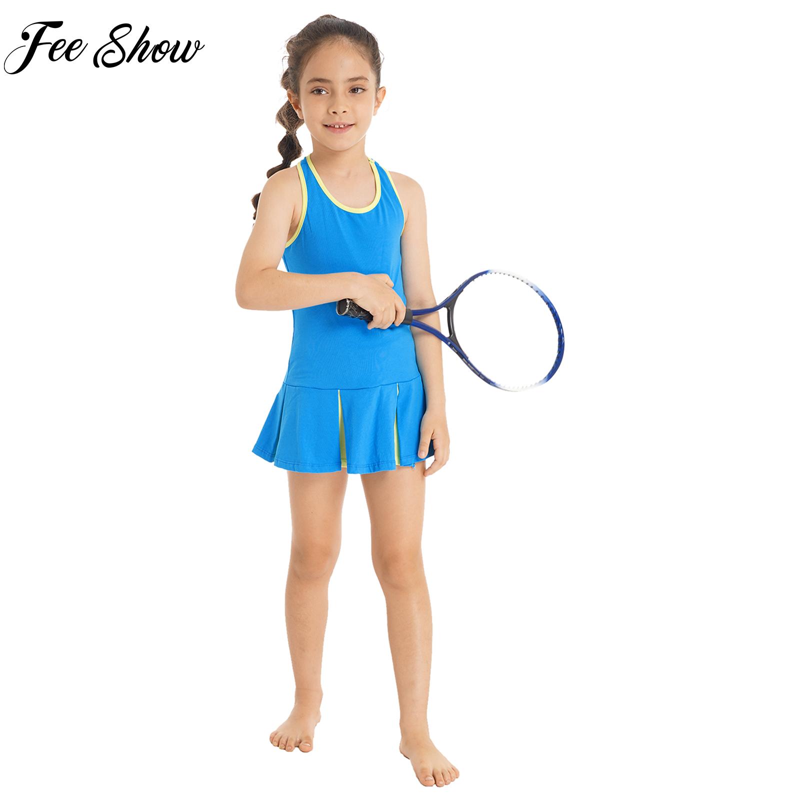 Badminton Question - 2 ชิ้นเทนนิสแบดมินตันชุดกีฬาชุดกีฬาเด็กผู้หญิงแขนกุดเปิดด้านหลังชุดกีฬาสั้นชุดสําหรับออกกําลังกายวิ่ง