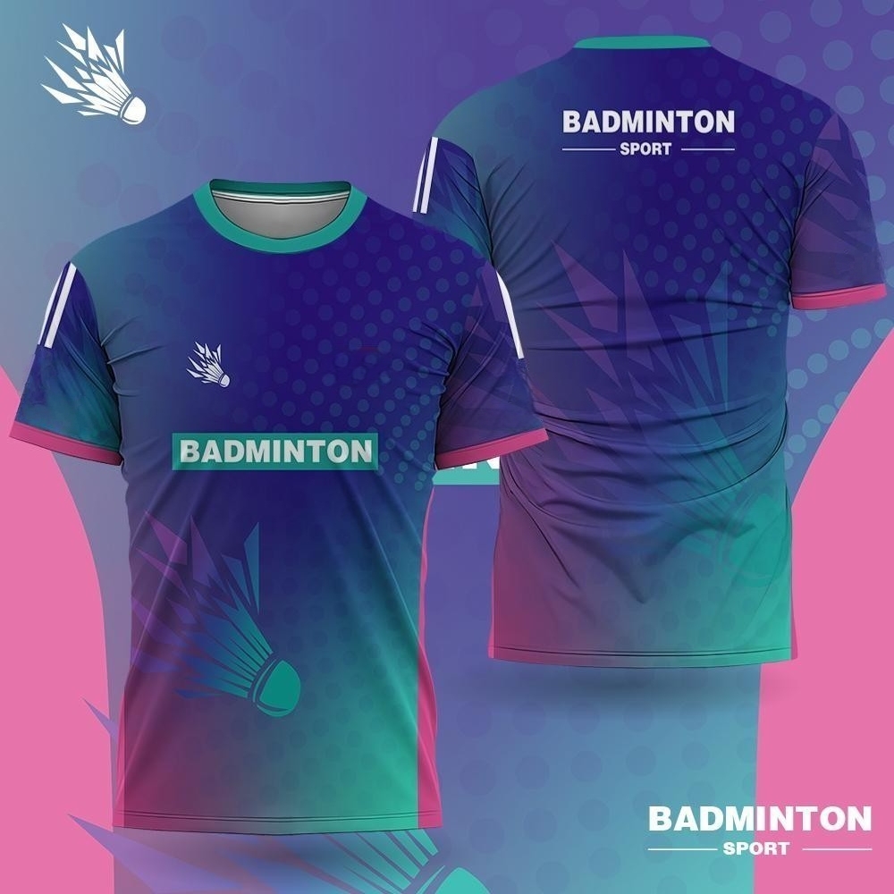 Badminton Aesthetic - เสื้อแบดมินตันผู้ชายลายไล่สีพิมพ์ 3 มิติ เสื้อยืดแบดมินตันสกรีนชื่อและโลโก้ทีม เสื้อกีฬากลางแจ้งแห้งเร็ว เสื้อยิมผู้ชาย