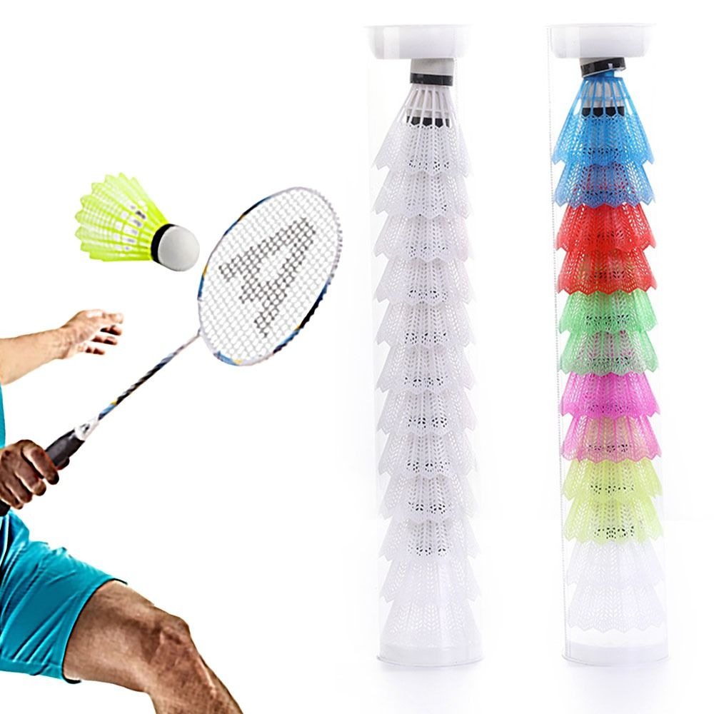 Badminton Nylon Shuttlecock - ลูกแบดมินตันกันลม6/12ชิ้นลูกโฟมลูกขนไก่พลาสติกหลายสีอุปกรณ์ฝึกความต้านทานลม