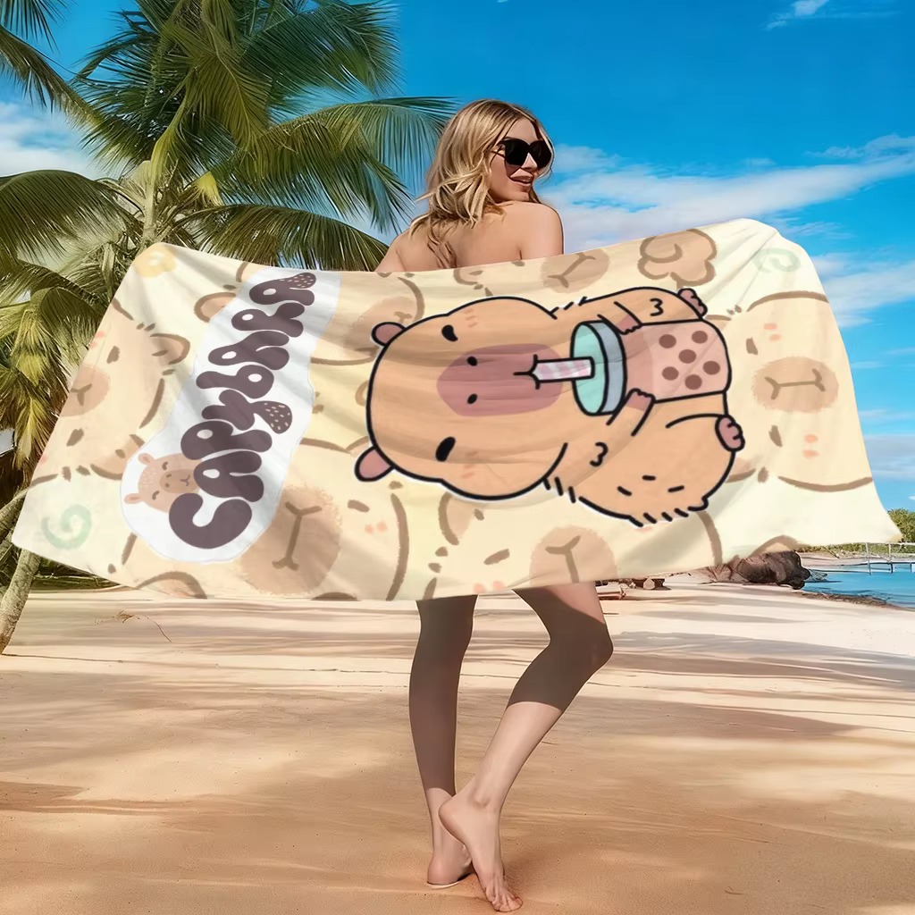 Towel Small Sport - ผ้าขนหนูขนาดเล็กถึงใหญ่ ลายคาปิบาร่า การ์ตูน ผ้าขนหนูชายหาด แห้งเร็ว สำหรับชายหาด