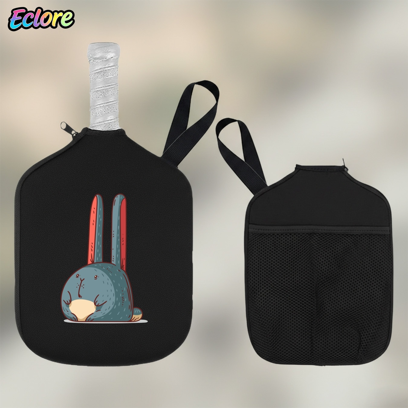 Racket Cover Bag - กระเป๋าใส่ไม้พายปิงปองลายกระต่ายน่ารัก ทนทาน ปลอกไม้พายลายการ์ตูนสำหรับปิงปอง เทนนิส กีฬา งานปาร์ตี้