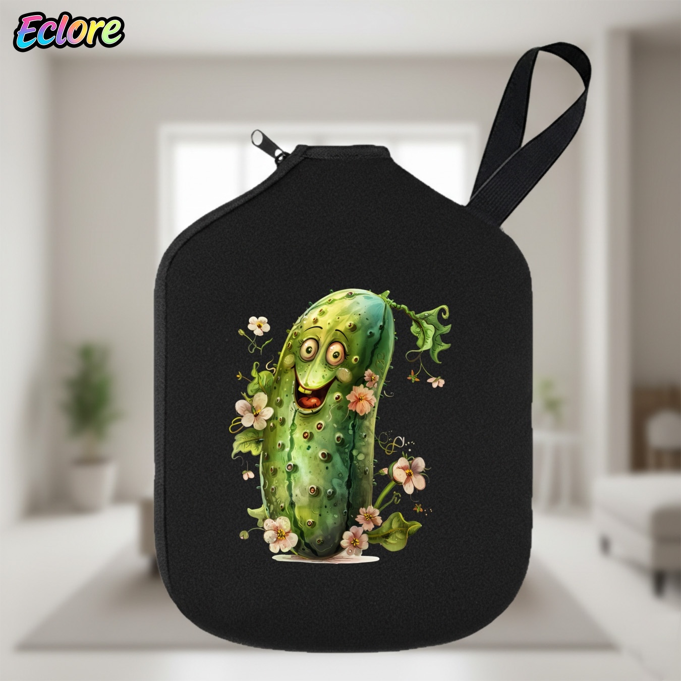 Racket Cover Bag - ปลอกไม้พายปิคเคิลบอลลายการ์ตูนยิ้ม นุ่ม ทนทาน กระเป๋าใส่ไม้แร็กเก็ต อุปกรณ์เสริมสำหรับกีฬาเทนนิสและปิงปอง เหมาะสำหรับฝึกซ้อม