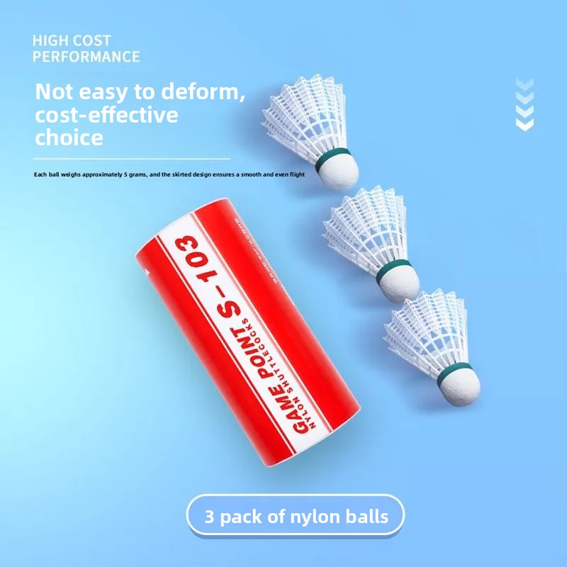 Badminton Nylon Shuttlecock - 1 หลอด 3 ชิ้น ลูกแบดมินตันคุมปู ลูกแบดมินตันไนลอน