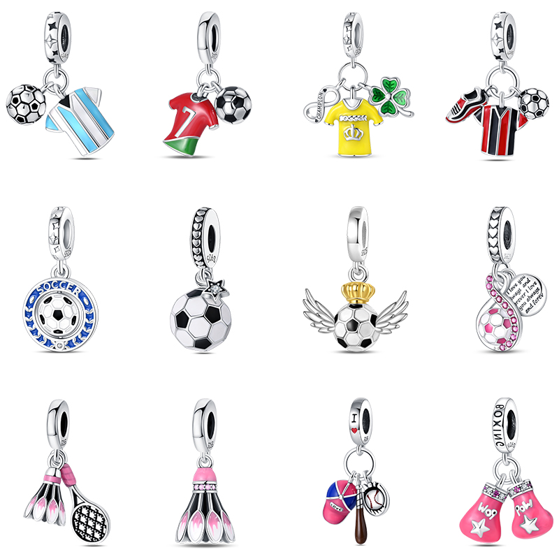 Badminton Aesthetic - แฟชั่น 925 เงินเสื้อฟุตบอลแบดมินตันเบสบอลดัมเบลกีฬา Charm ลูกปัด Fit