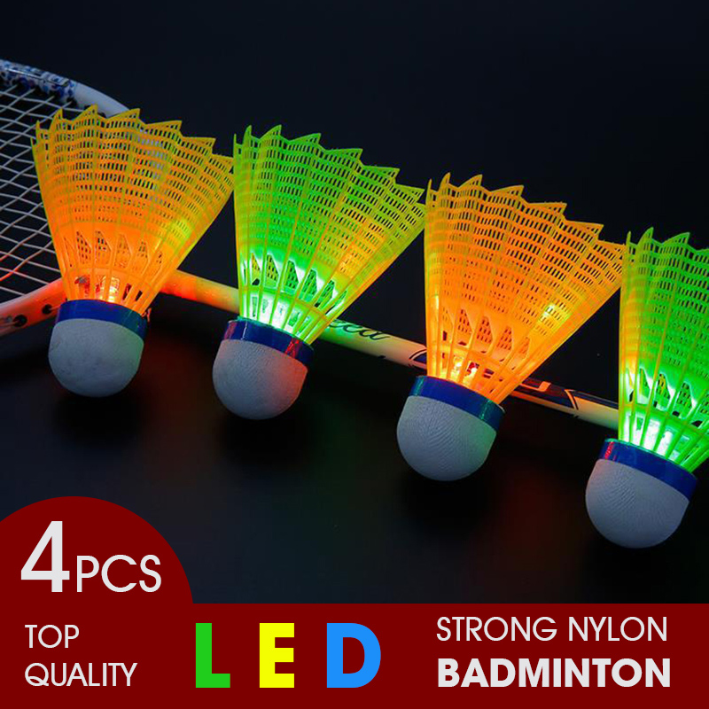 Badminton Nylon Shuttlecock - WELKIN 4Pcs Dark Night LED Light