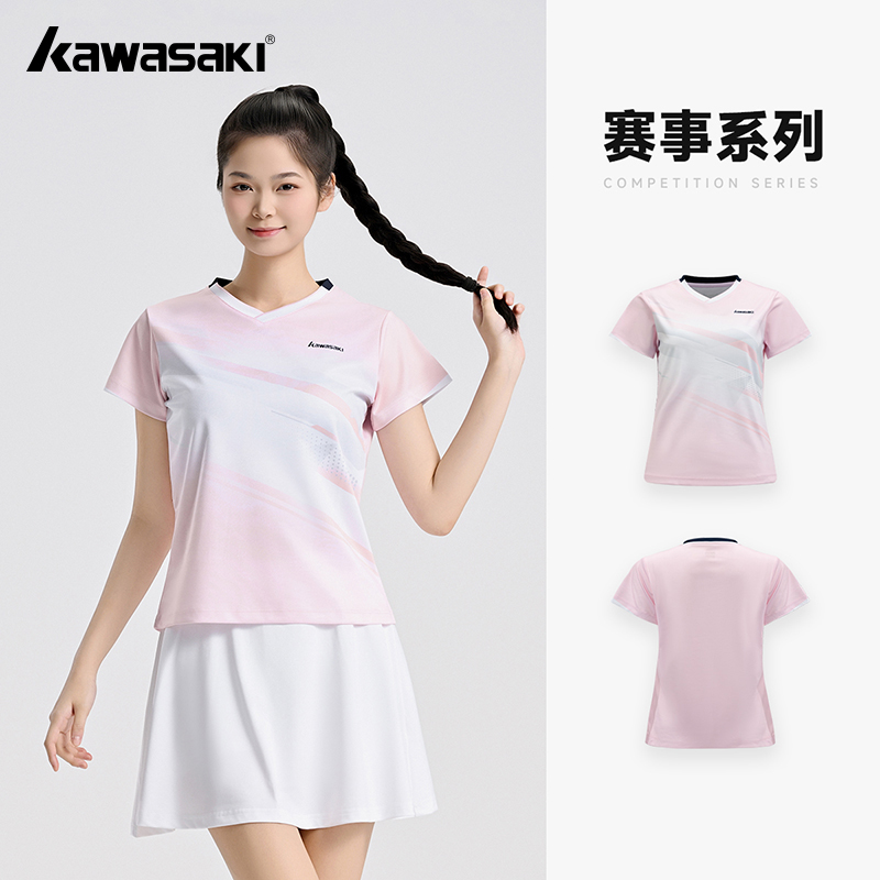 Badminton Aesthetic - เสื้อแบดมินตันผู้หญิงของแท้จากคาวาซากิ เสื้อกีฬาระบายอากาศได้ดี ซับเหงื่อ เสื้อยืดแบดมินตันฤดูร้อน เสื้อยืดออกกำลังกายสำหรับทีมวิ่ง