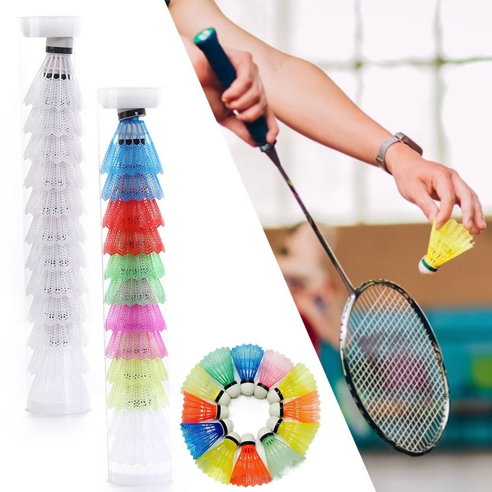 ลูกขนไก่พลาสติกกันลม6/12ชิ้นหั - Badminton Nylon Shuttlecock บทวิจารณ์และราคา