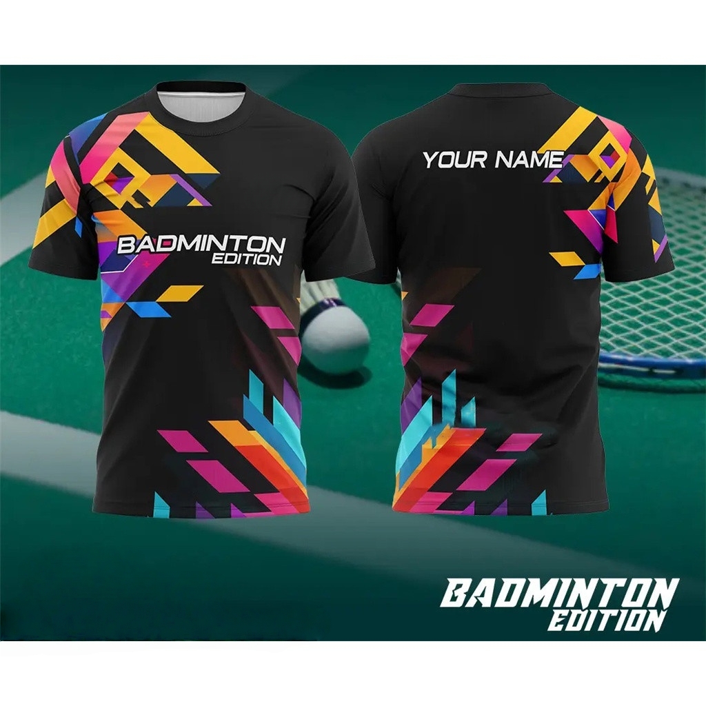 เสื้อแบดมินตันผู้ชายลายไล่สีพิ - Badminton Aesthetic บทวิจารณ์และราคา